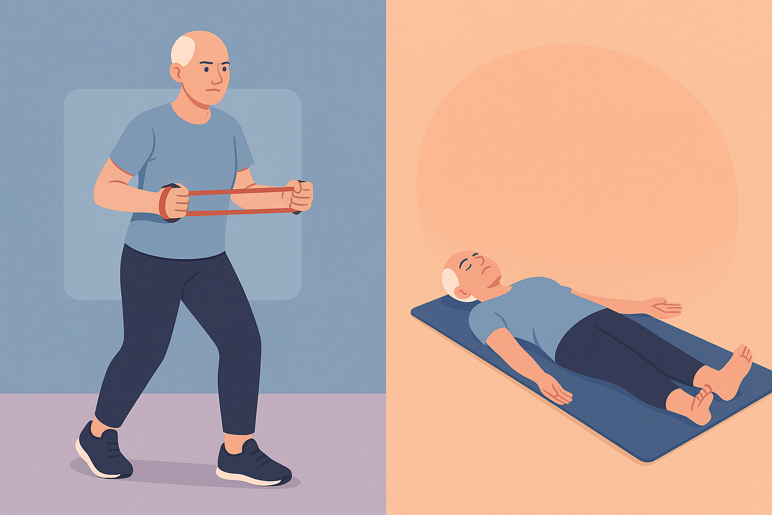Ejercicios de fuerza con bandas y yoga adaptado para personas con cáncer.