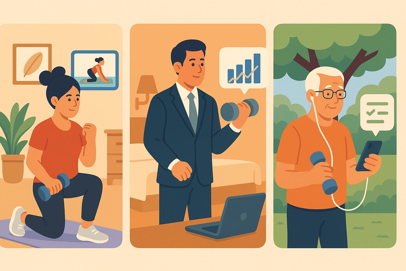 Perfiles diversos entrenando con seguimiento online en distintos entornos.