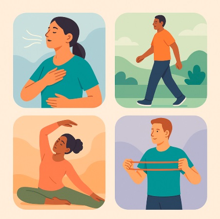 Ejemplos visuales de ejercicios adaptados para distintas enfermedades