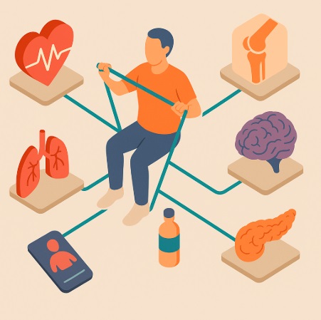  Ilustración de enfermedades crónicas conectadas al ejercicio adaptado personalizado.